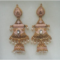 Infinity Jewels Gold Plated Crystal Stone And Meenakari Jhumki Earrings