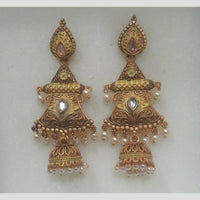 Infinity Jewels Gold Plated Crystal Stone And Meenakari Jhumki Earrings