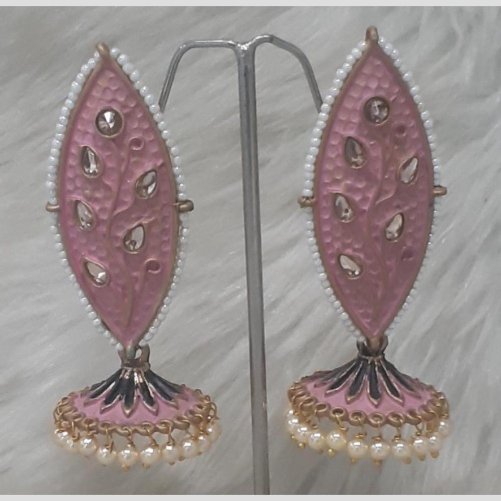 Infinity Jewels Gold Plated Crystal Stone And Meenakari Jhumki Earrings