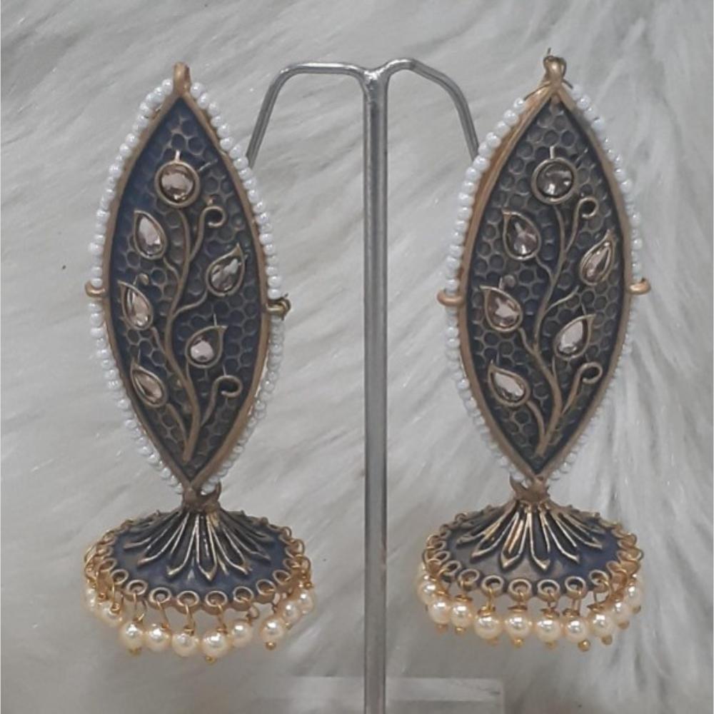 Infinity Jewels Gold Plated Crystal Stone And Meenakari Jhumki Earrings