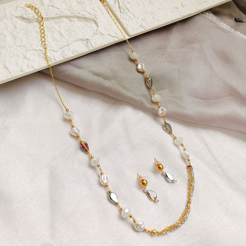 Jheel Jewels Gold Plated Pearl And Beads Multi Color Necklace Set (Assorted Design)