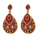 Hania Jewels Gold Plated Kundan Stone And  Pearl Meenakari Dangler Earrings