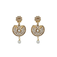 Hania Jewels Gold Plated Austrain Stone And Pearl Dangler Earrings