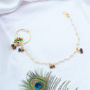 Disha Imitation Gold Plated Austrian Stone And Pearls Nose Ring