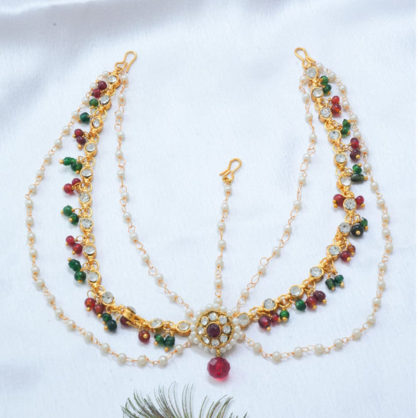 Disha Imitation Gold Plated Austrian Stone And Pearls Damini Mangtikka