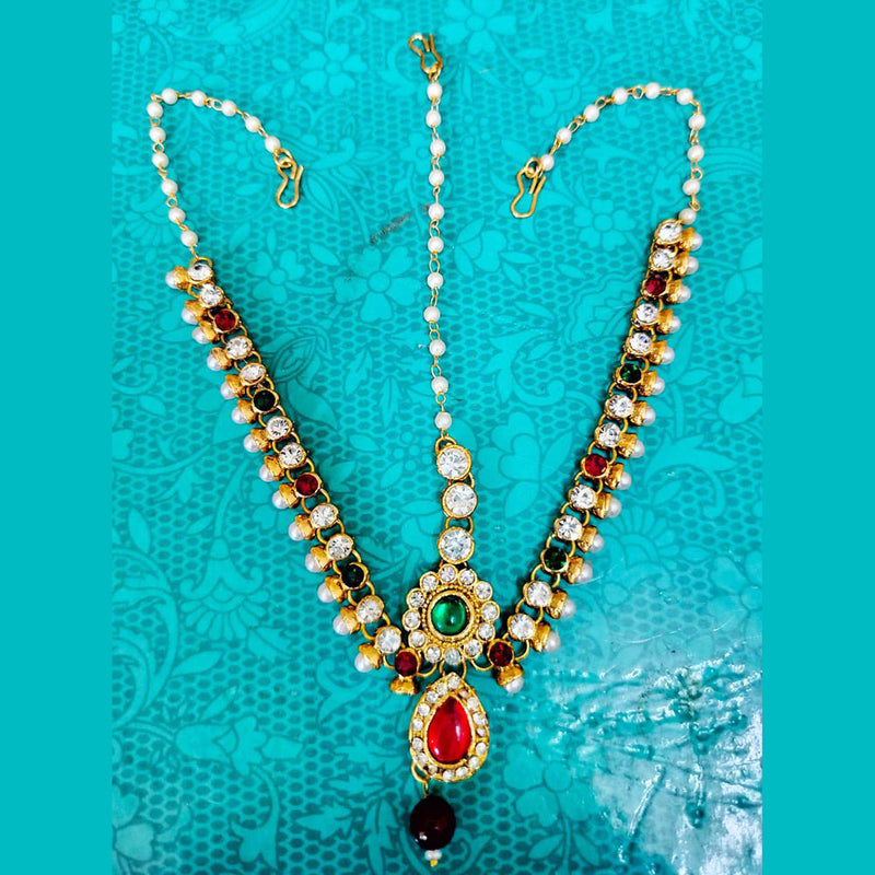 Disha Imitation Gold Plated Austrian Stone And Pearls Damini Mangtikka