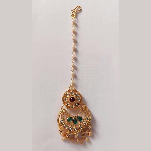 Disha Imitation Gold Plated Austrian Stone And Pearls Mangtikka