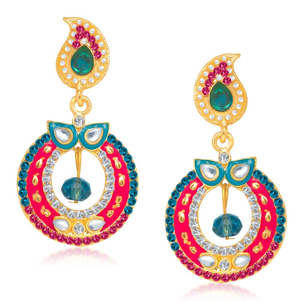 Hania Jewels Gold Plated Austrain Stone Dangler Earrings