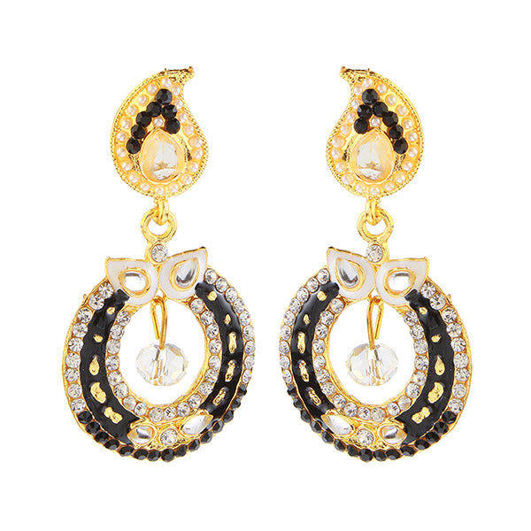 JewelMaze Meenakari & Austrian Stone Dangler Earrings (Pack Of 6)