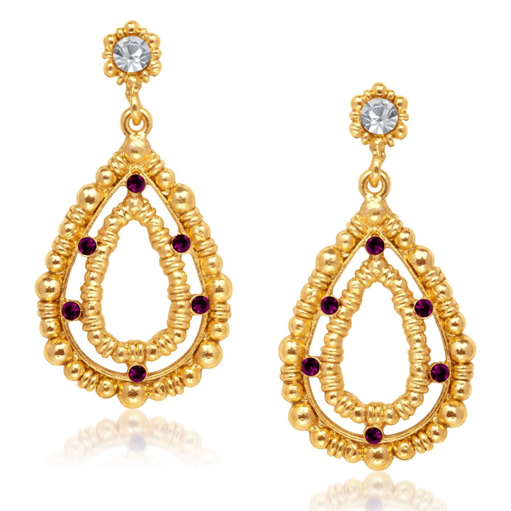 Hania Jewels Gold Plated Austrain Stone Dangler Earrings