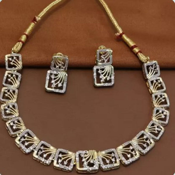 Beeji Creations 2 Tone Plated American Diamonds Necklace Set