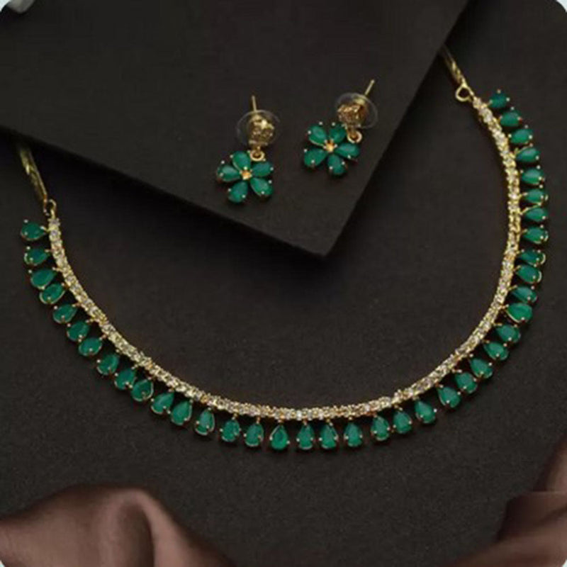 Beeji Creations Gold Plated  Crystal Stone Necklace Set