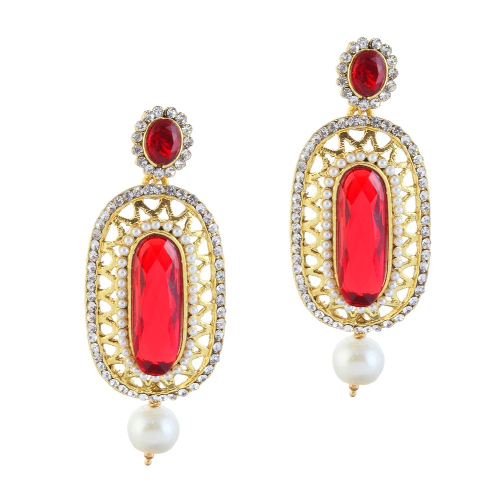 Hania Jewels Gold Plated Austrain Stone Dangler Earrings