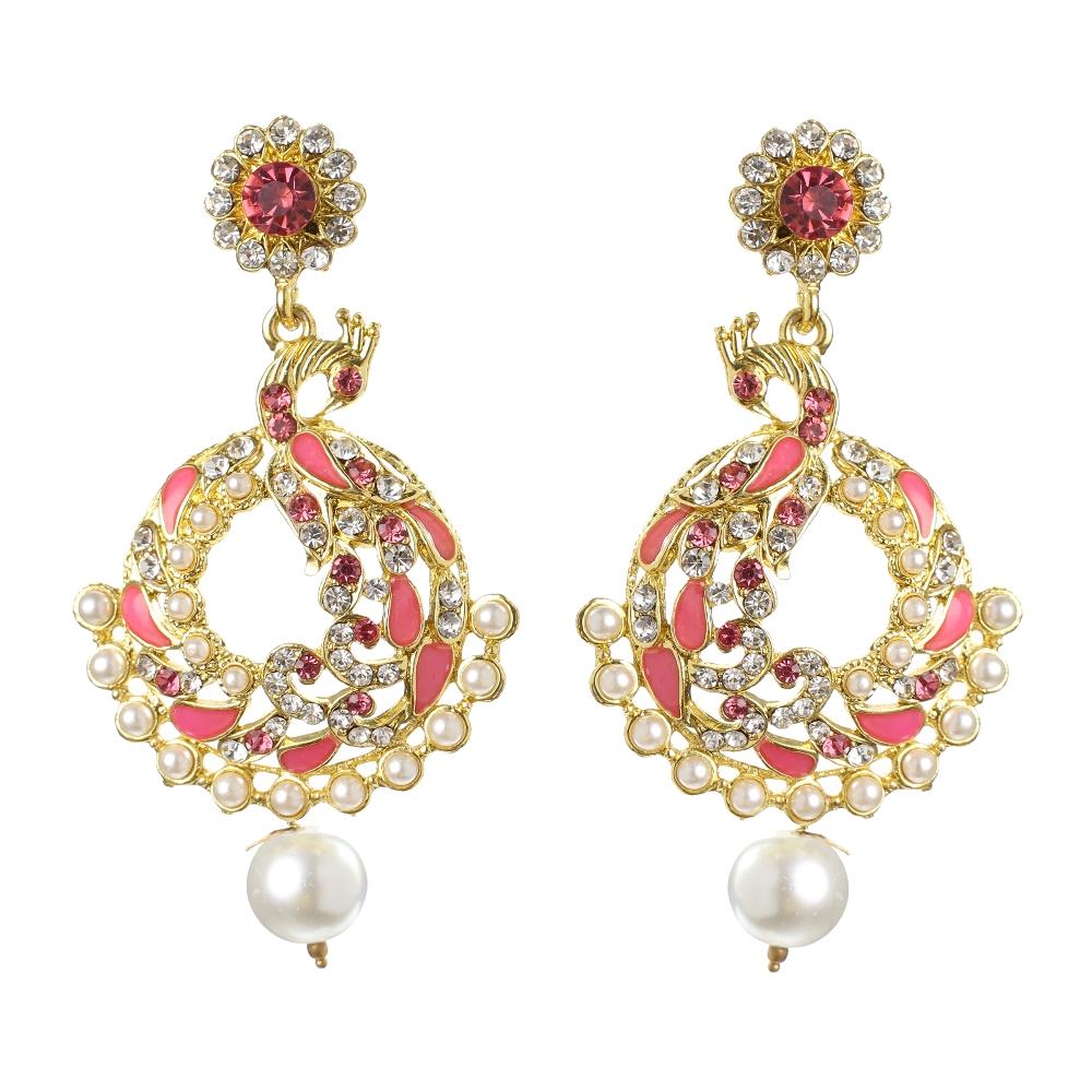 Hania Jewels Gold Plated Austrain Stone Dangler Earrings
