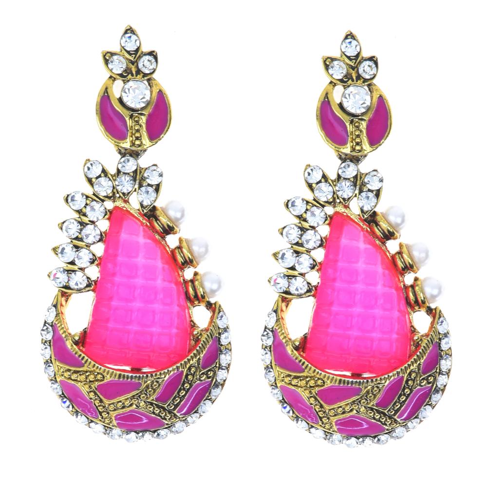 Hania Jewels Gold Plated Austrain Stone Dangler Earrings