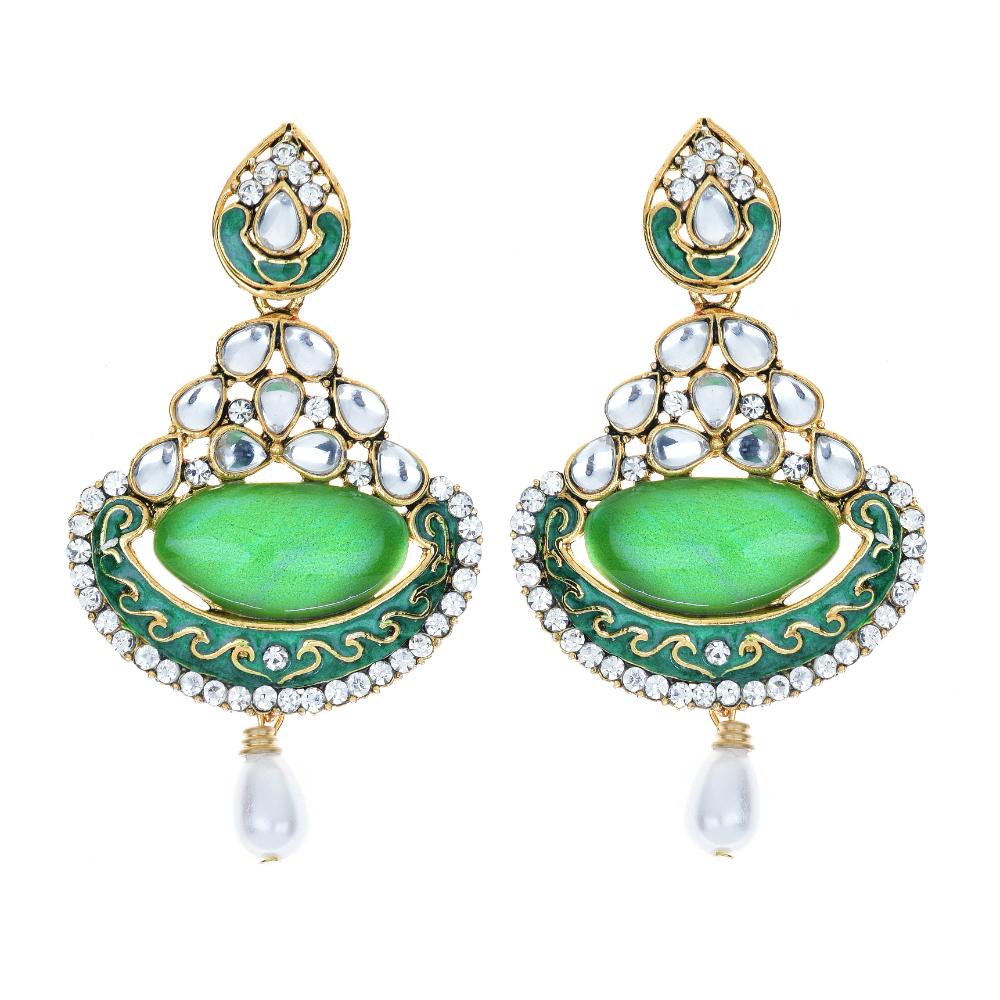 Hania Jewels Gold Plated Austrain Stone Dangler Earrings