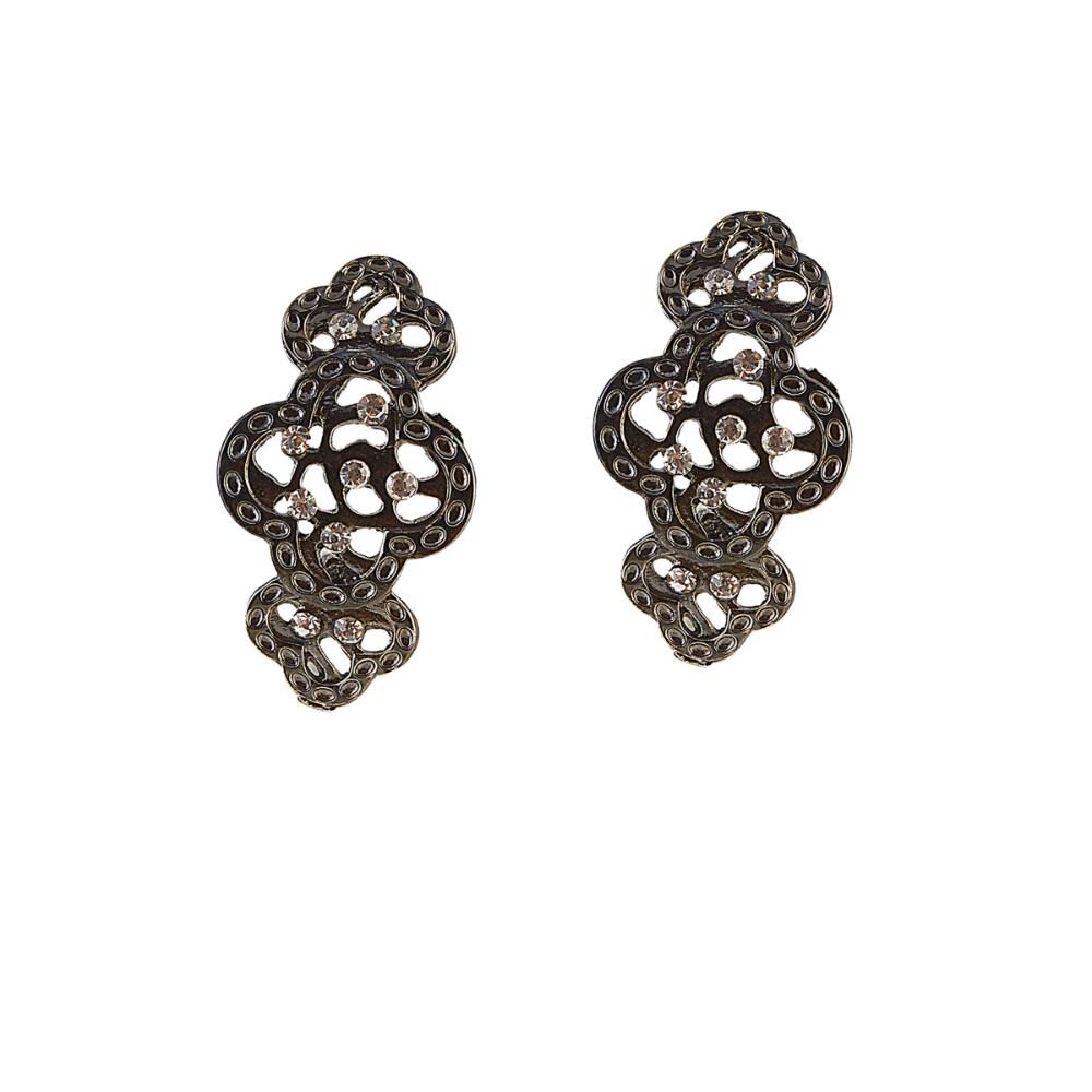 Hania Jewels Black Plated Austrain Stone Dangler Earrings