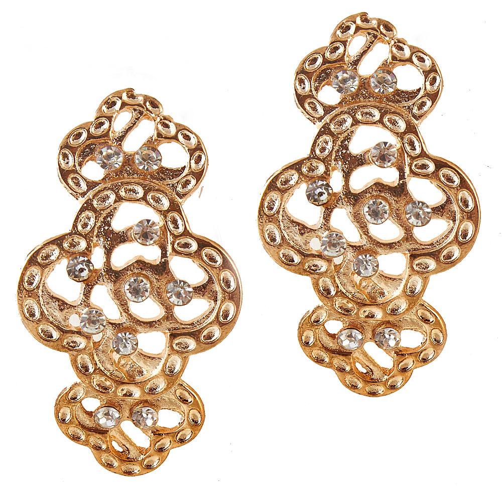 Hania Jewels Gold Plated Austrain Stone Dangler Earrings