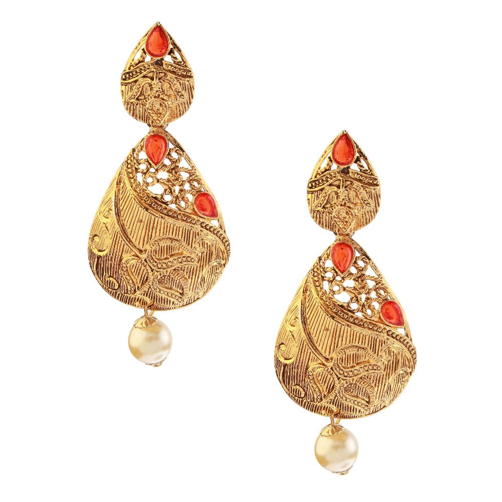 Hania Jewels Gold Plated Pota Stone Dangler Earrings