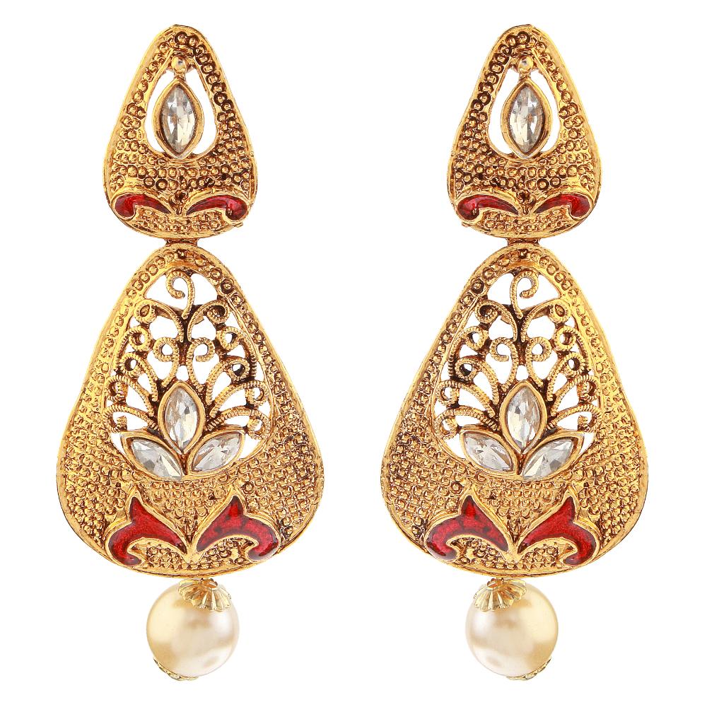 Hania Jewels Gold Plated Crystal Stone Dangler Earrings