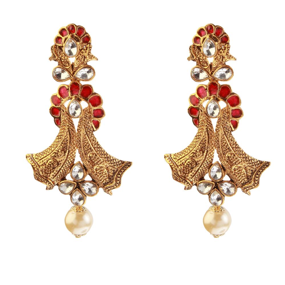 Hania Jewels Gold Plated Crystal Stone Dangler Earrings