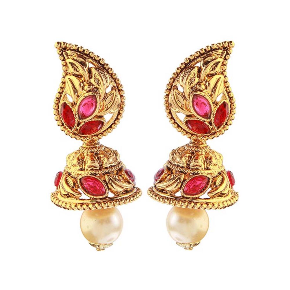 Hania Jewels Gold Plated Crystal Stone Jhumki Earrings