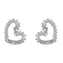 Urthn Cubic Zirconia Stone Classic Heart Shape Stud Earrings