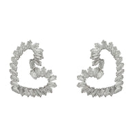 Urthn Cubic Zirconia Stone Classic Heart Shape Stud Earrings