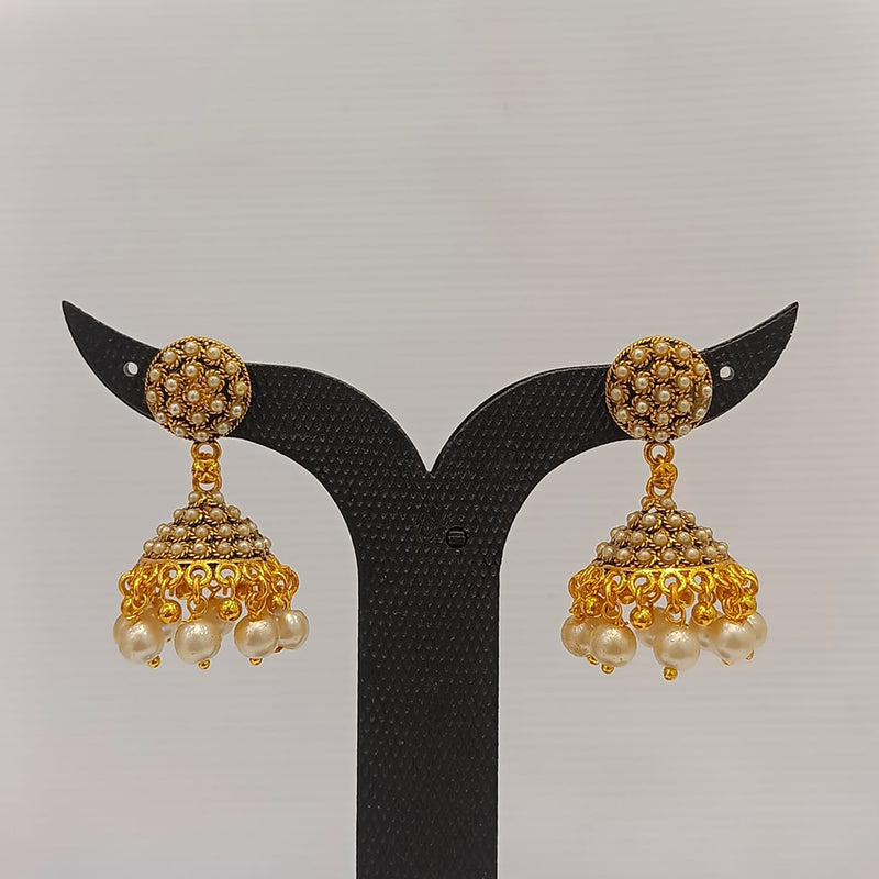 Dariyalal Sales Gold Plated Pearl Jhumki Earrings