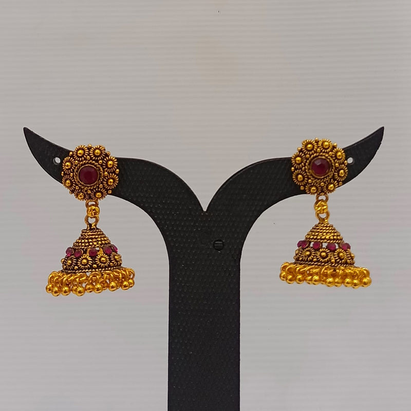 Dariyalal Sales Gold Plated Pota Stone Jhumki Earrings