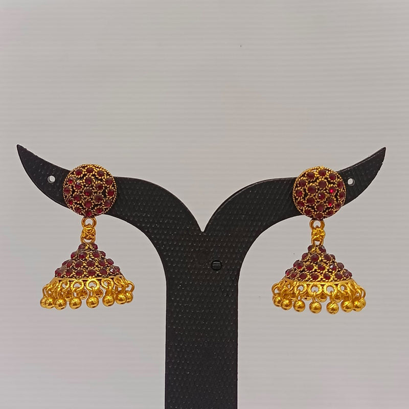 Dariyalal Sales Gold Plated Pota Stone Jhumki Earrings