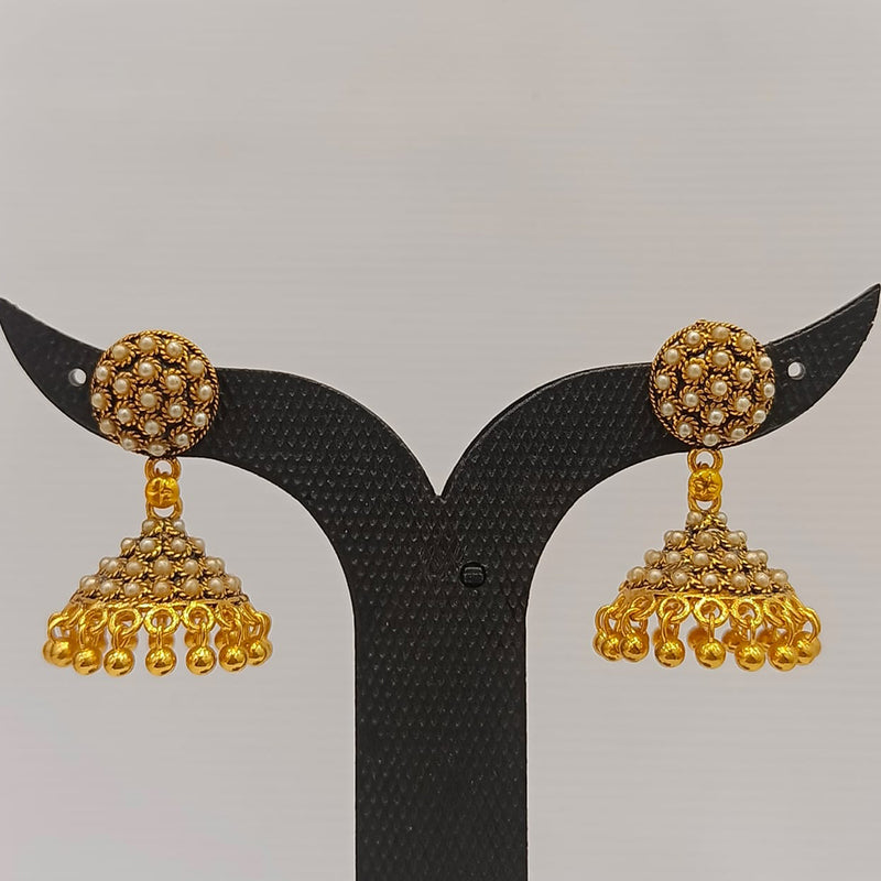 Dariyalal Sales Gold Plated Pota Stone Jhumki Earrings