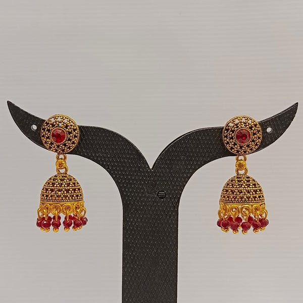 Dariyalal Sales Gold Plated Pota Stone And Pearl Jhumki Earrings