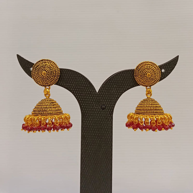 Dariyalal Sales Gold Plated Pota Stone And Pearl Jhumki Earrings