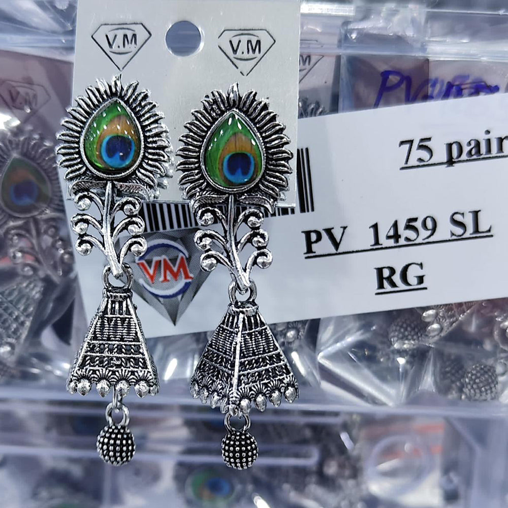 VM Imitation Oxidised Plated Ghungroo Jhumki Earrings