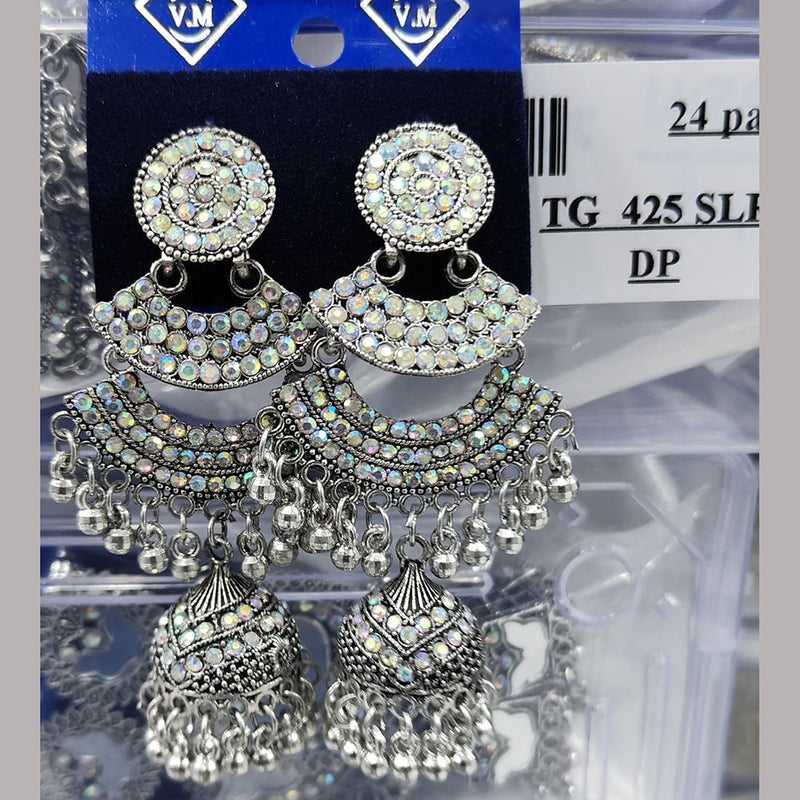 VM Imitation Oxidised Plated Austrian Stone Jhumki Earrings