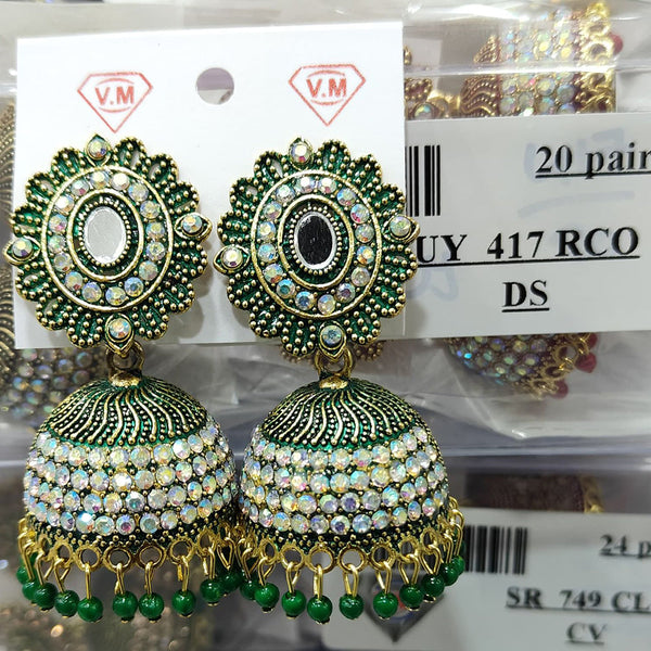 VM Imitation Gold Plated Austrian Stone And Pearls Jhumki Earrings