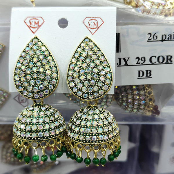 VM Imitation Gold Plated Austrian Stone And Pearls Jhumki Earrings