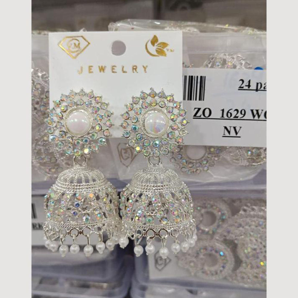 VM Imitation Silver Plated Jhumki Earrings