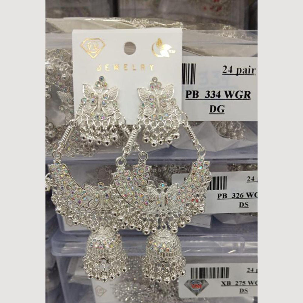 VM Imitation Silver Plated Jhumki Earrings