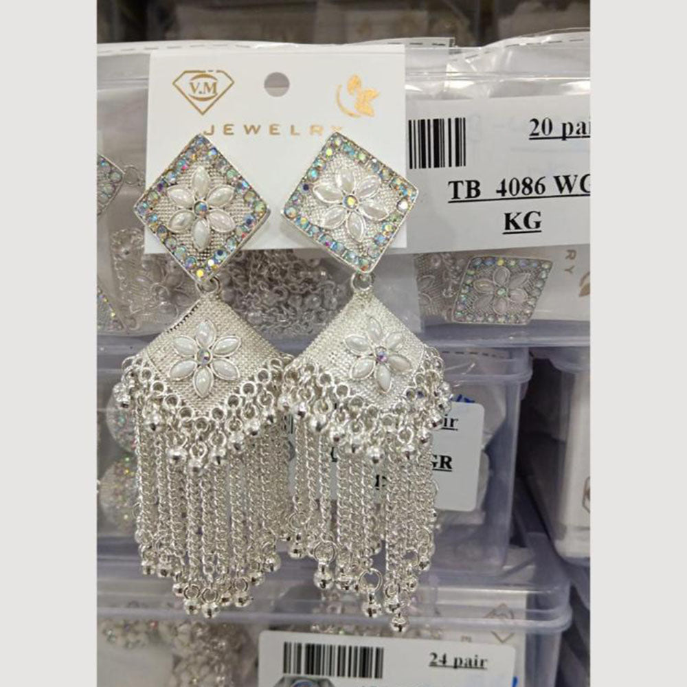 VM Imitation Silver Plated Jhumki Earrings