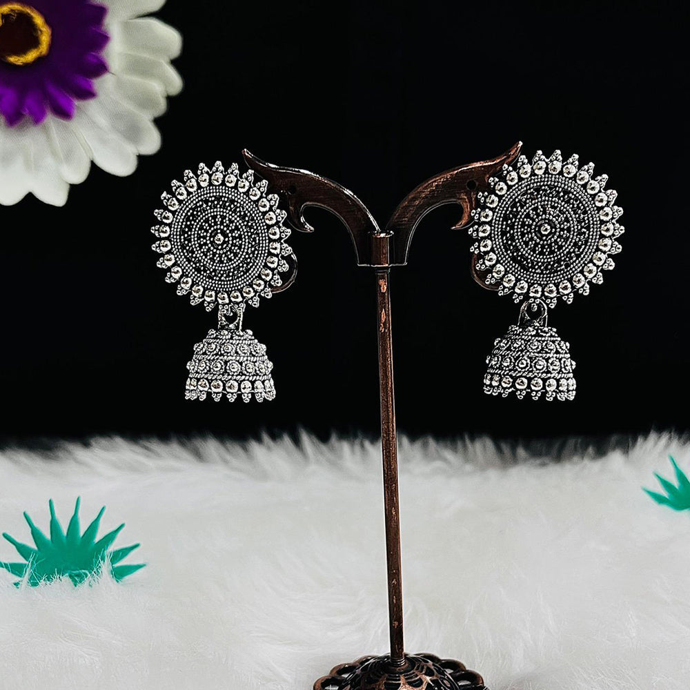 VM Imitation Vintage Look Oxidised Plated Jhumki Earrings