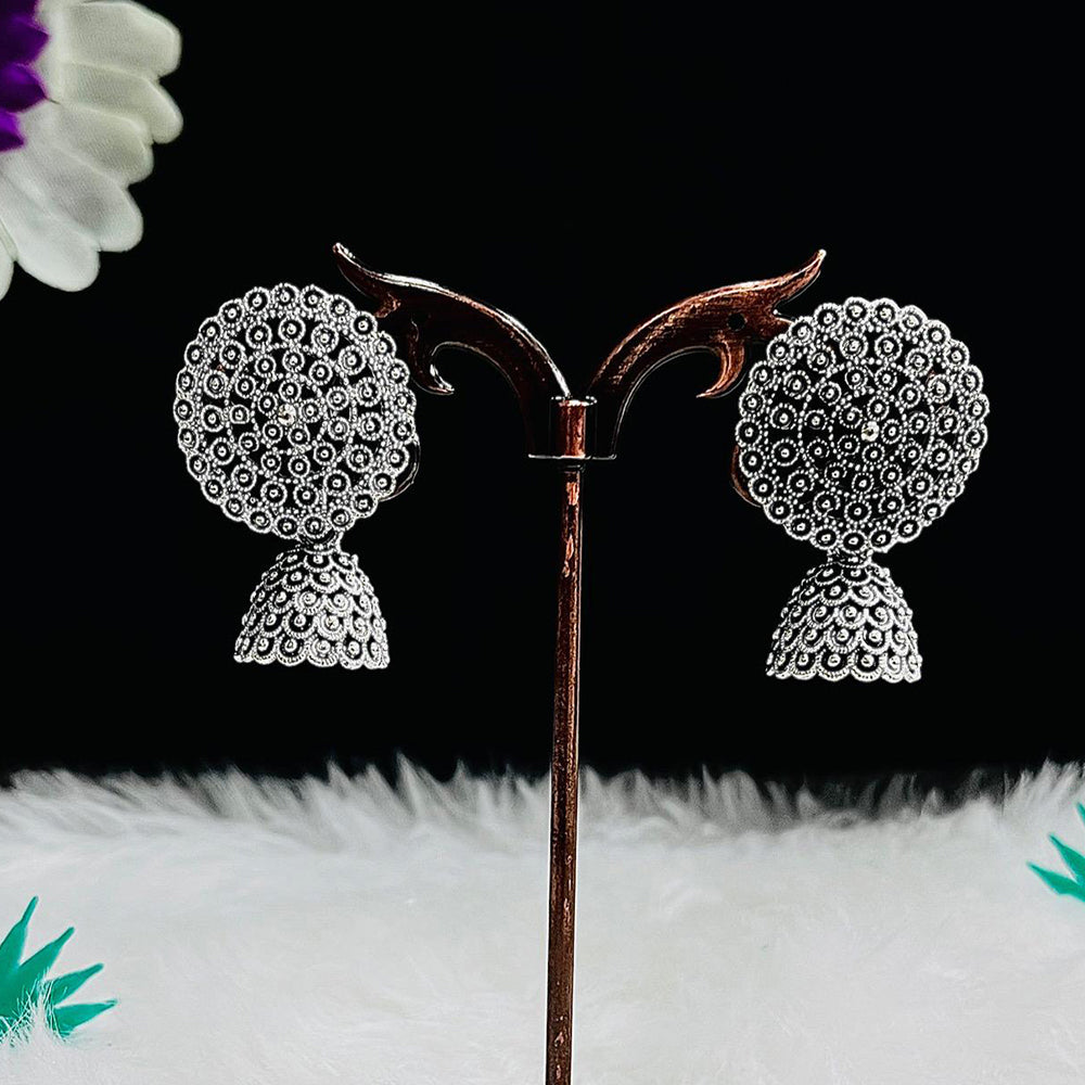VM Imitation Vintage Look Oxidised Plated Jhumki Earrings