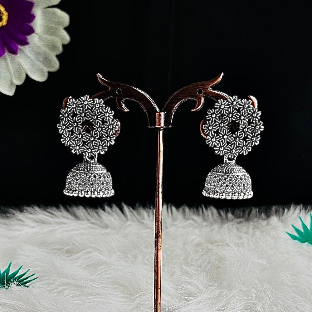 VM Imitation Vintage Look Oxidised Plated Jhumki Earrings