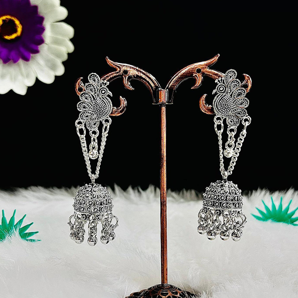 VM Imitation Vintage Look Oxidised Plated Jhumki Earrings
