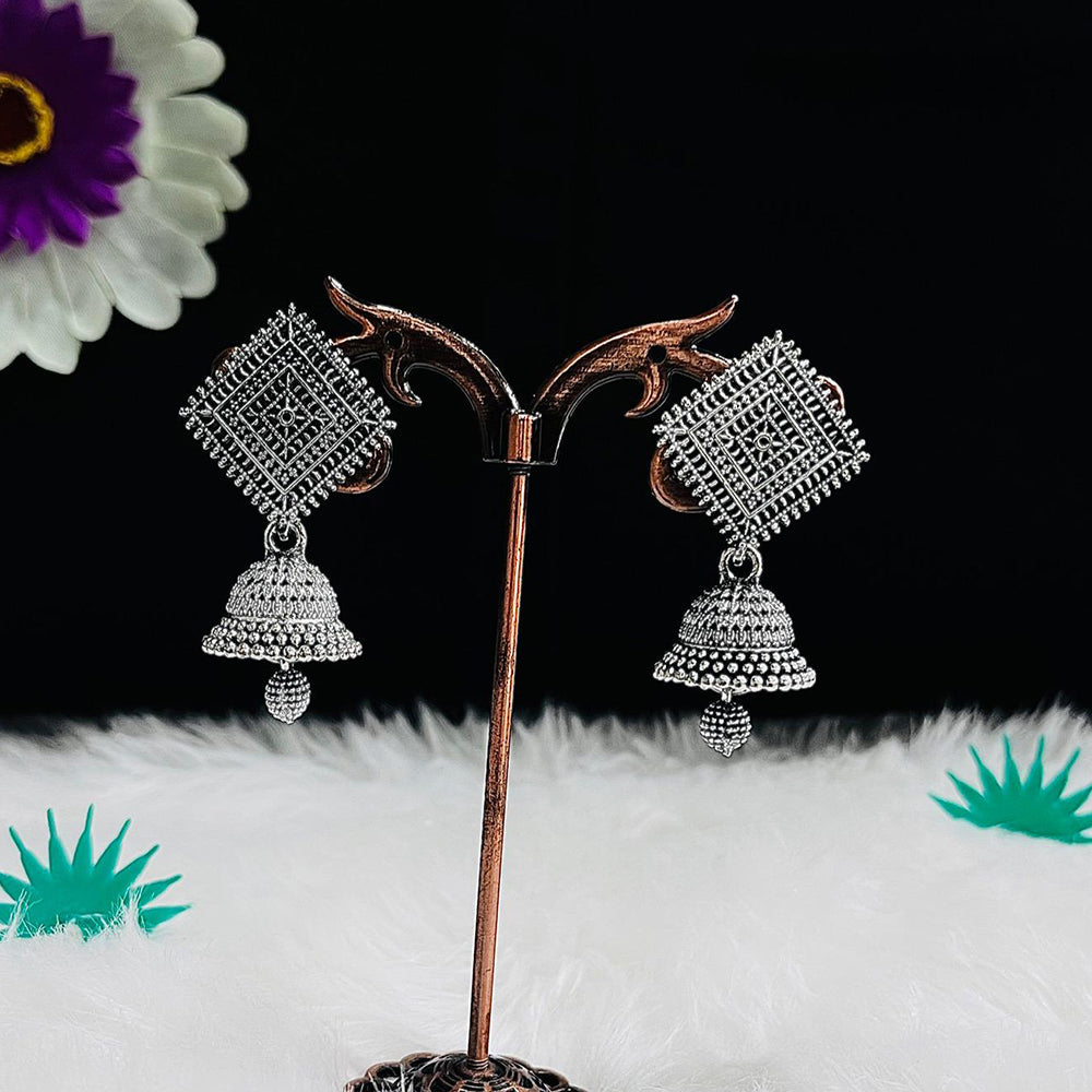VM Imitation Vintage Look Oxidised Plated Jhumki Earrings