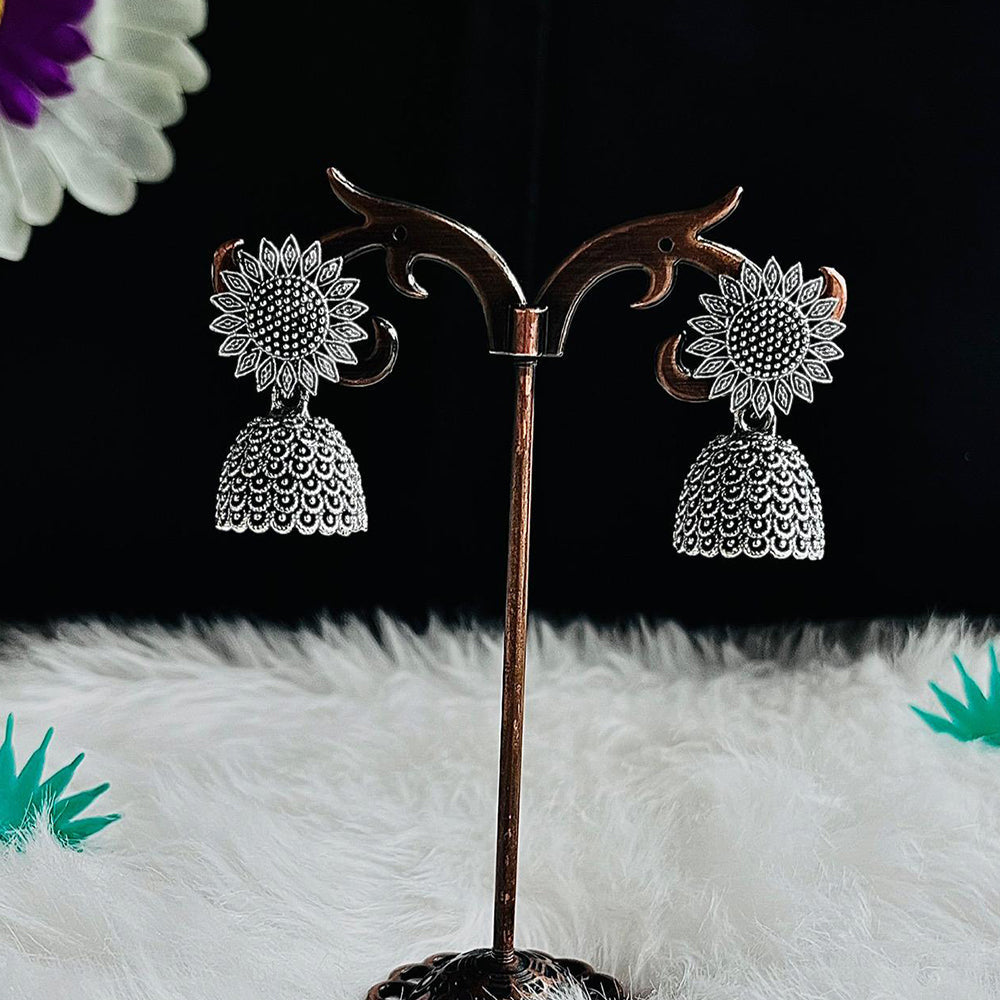 VM Imitation Vintage Look Oxidised Plated Jhumki Earrings
