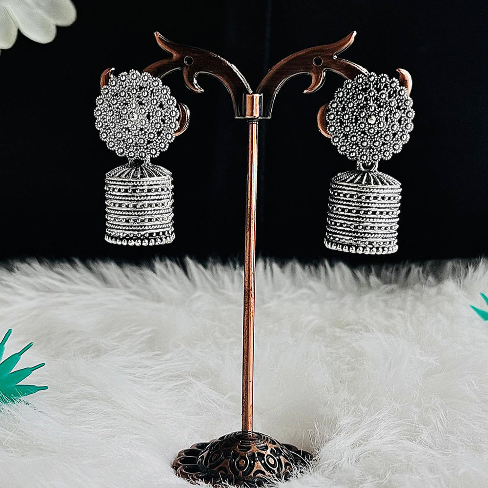 VM Imitation Vintage Look Oxidised Plated Jhumki Earrings