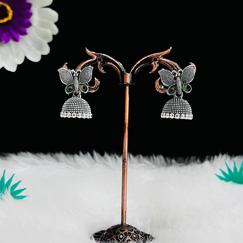 VM Imitation Unique Oxidised Butterfly Design Jhumki Earrings
