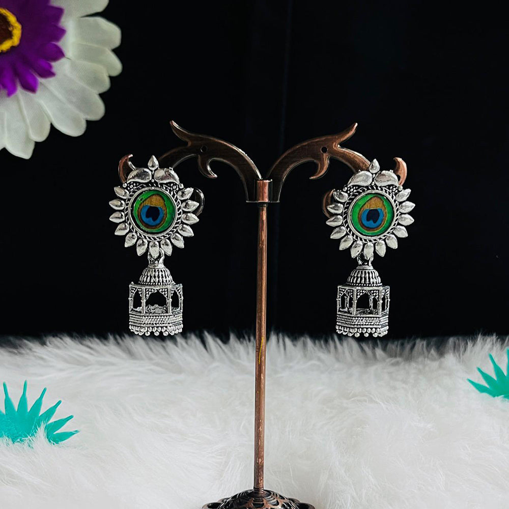 VM Imitation Vintage Look Oxidised Plated Jhumki Earrings